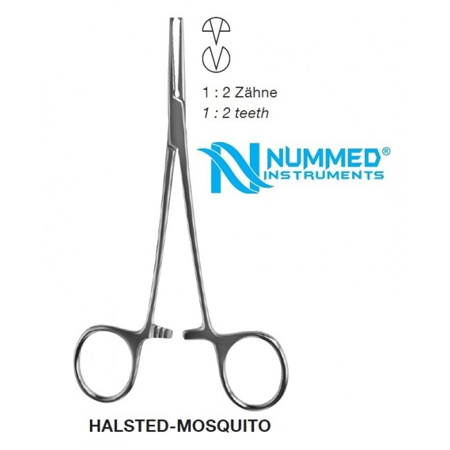 Halsted-Mosquito Forceps, 1X2 Teeth,14 cm